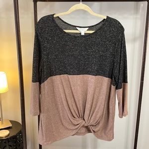 Market & Spruce Samantha Front Twist Brushed Knit Top